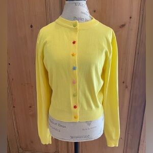 Yellow Knit Sweater with Novelty Buttons